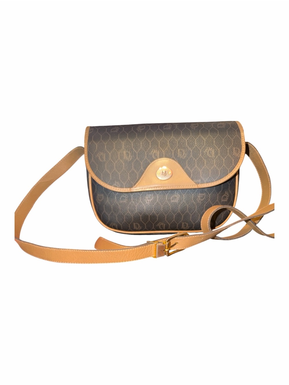 Vintage Christian Dior Honeycomb Monogram Flap Crossbody Bag | Made in France